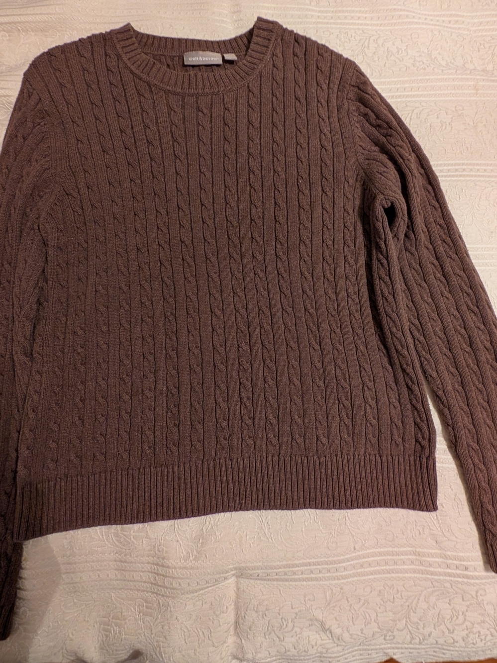 croft & barrow Brown Cable-Knit Crewneck Sweater